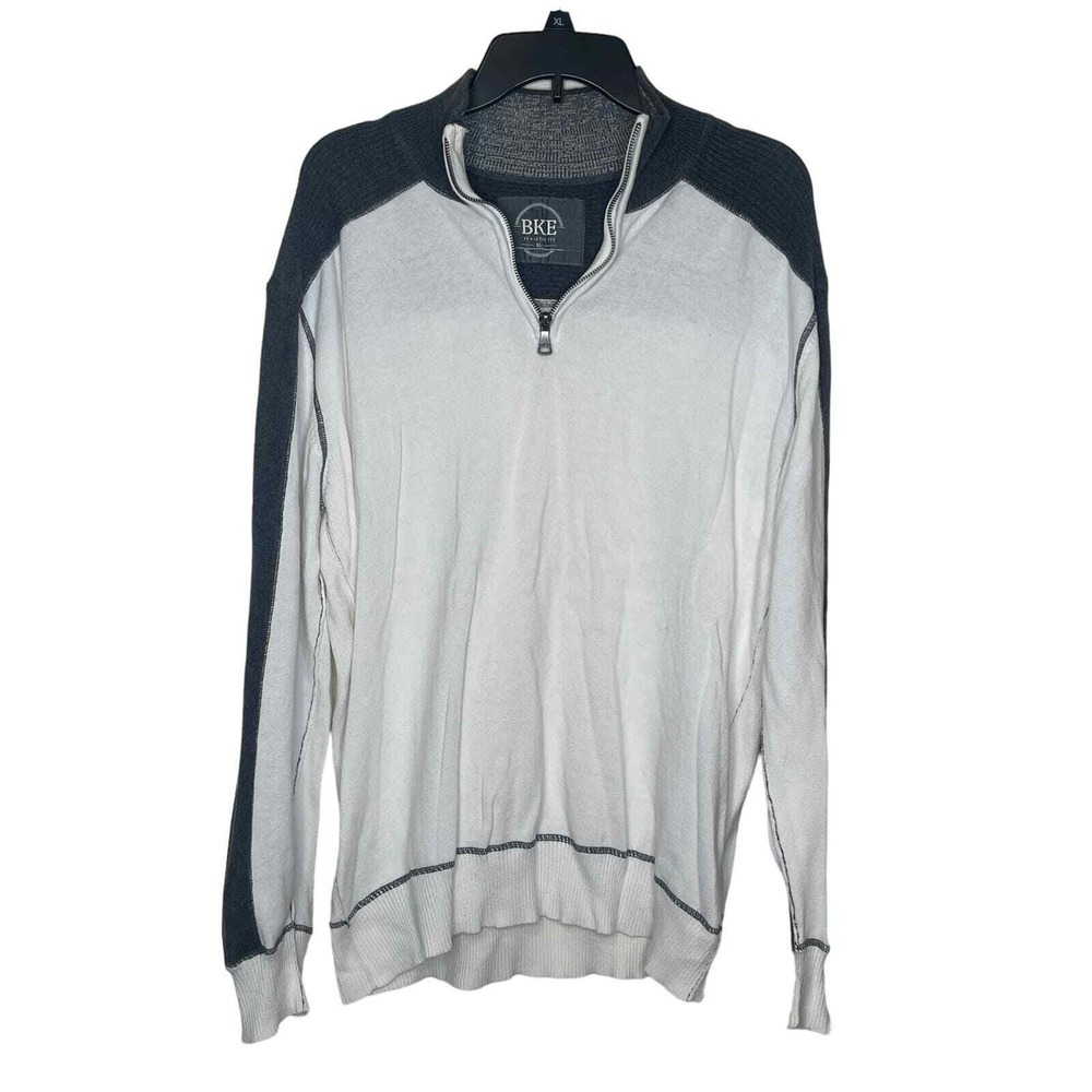 BKE Athletic Fit Men Sweatshirts  Colorblock Pullover1/4 Zip Mock-Neck Cotton XL